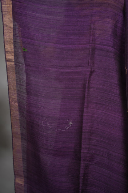 Purple  Handloom Jamdhani Pure Matka Silk Saree with Muslin Silk Pallu