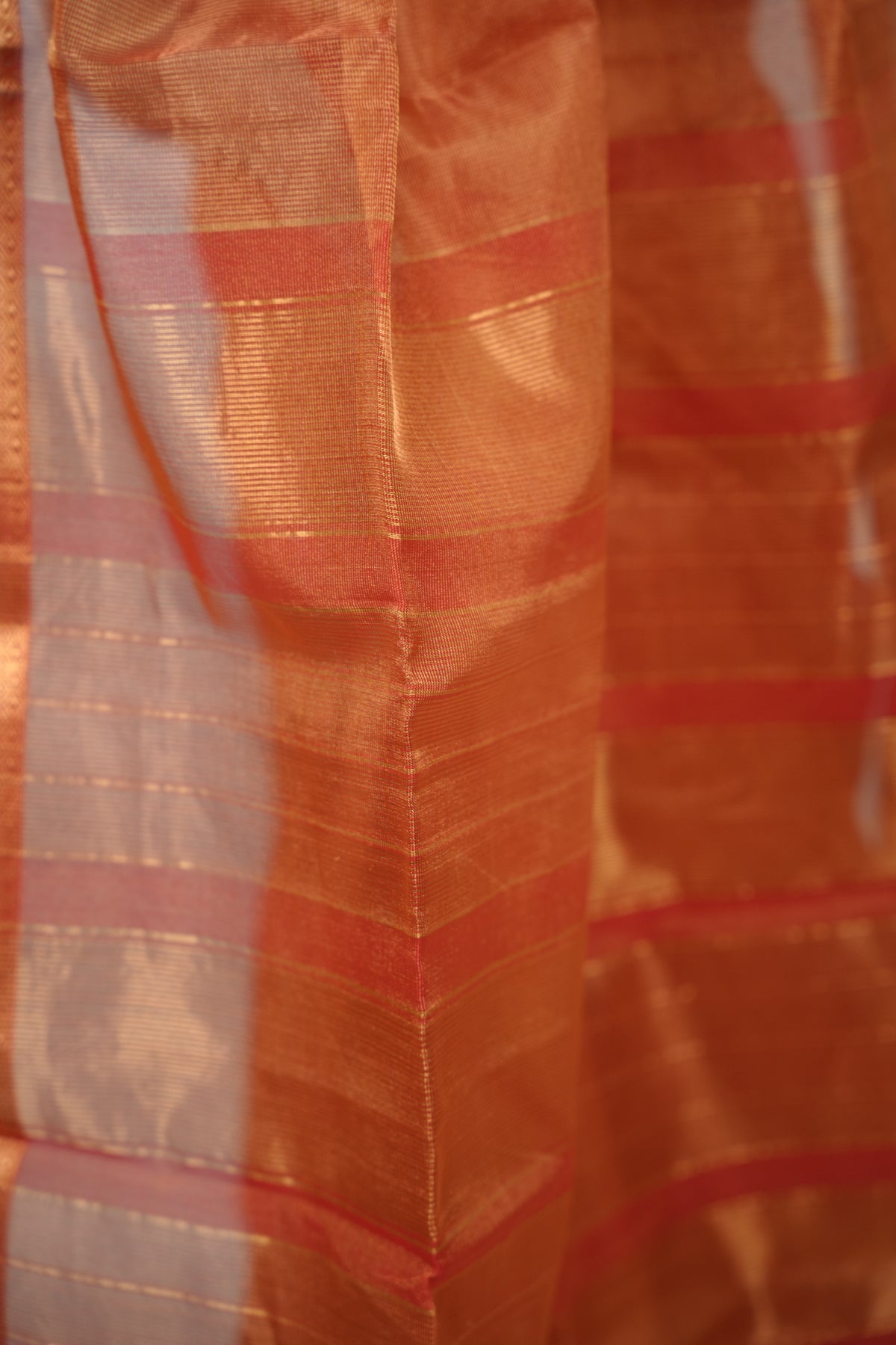 Rust Checks Handloom Maheswari Tissue Silk Cotton Sarees | Looms & Tassels
