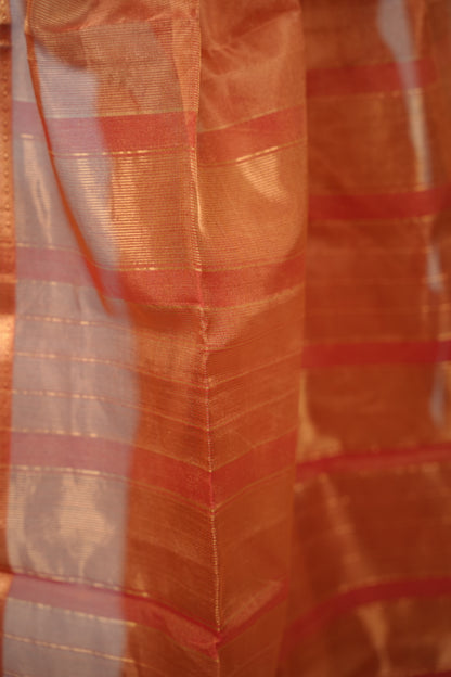 Rust Checks Handloom Maheswari Tissue Silk Cotton Sarees | Looms & Tassels