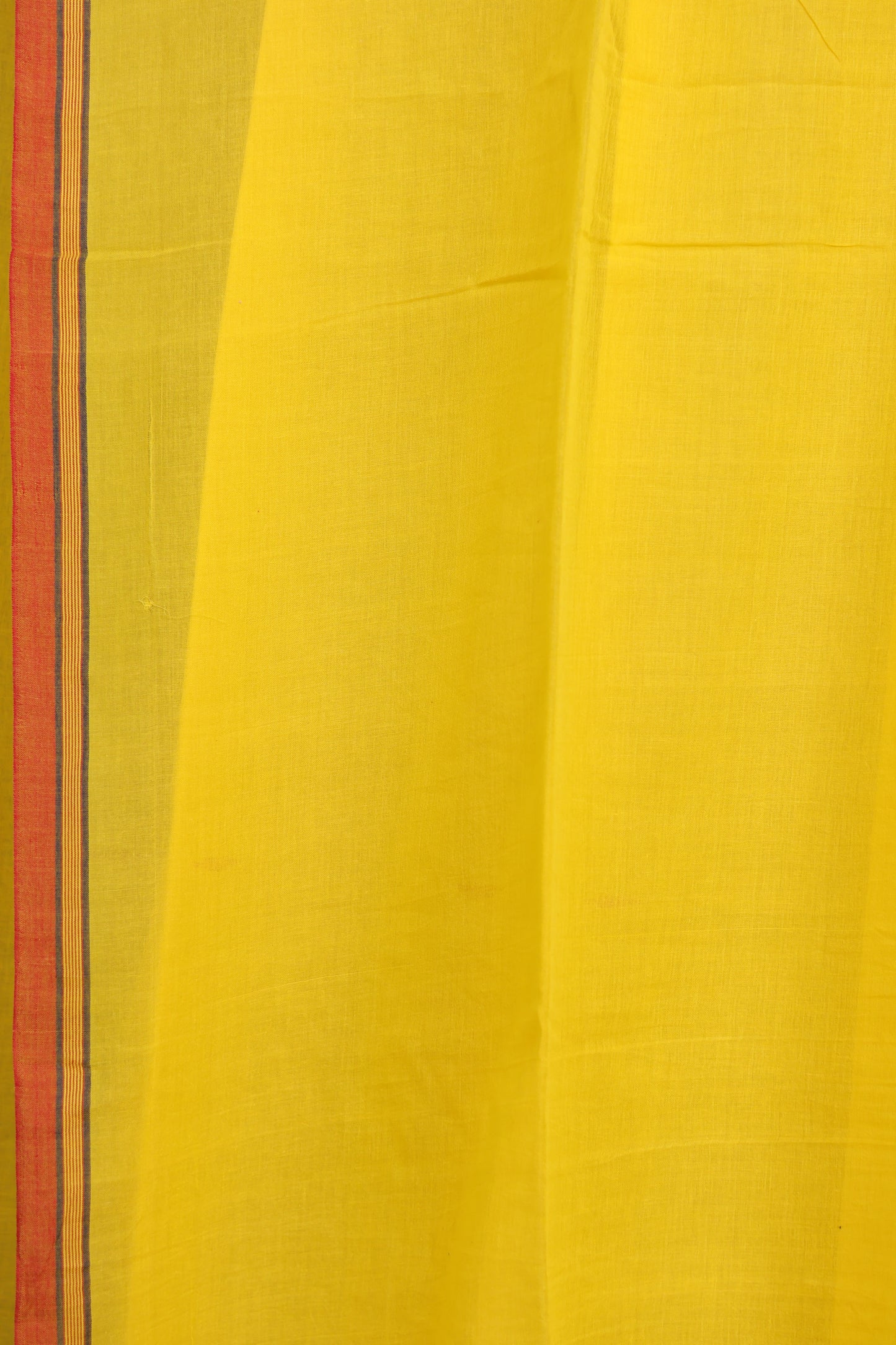 Yellow Pure Handwoven Malai Cotton Saree with Butta Weaving border