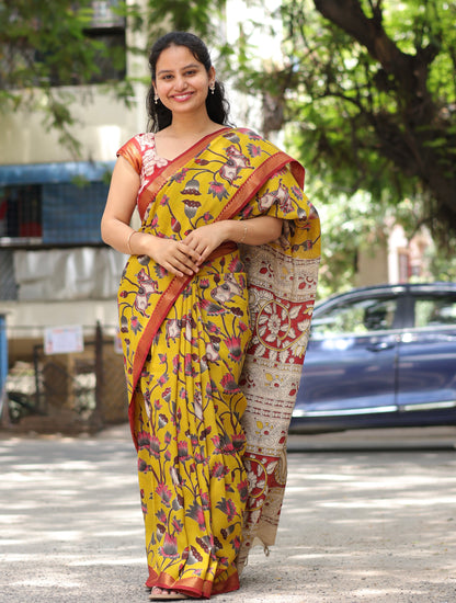 Nizam Border Kalamkari Silk Sare