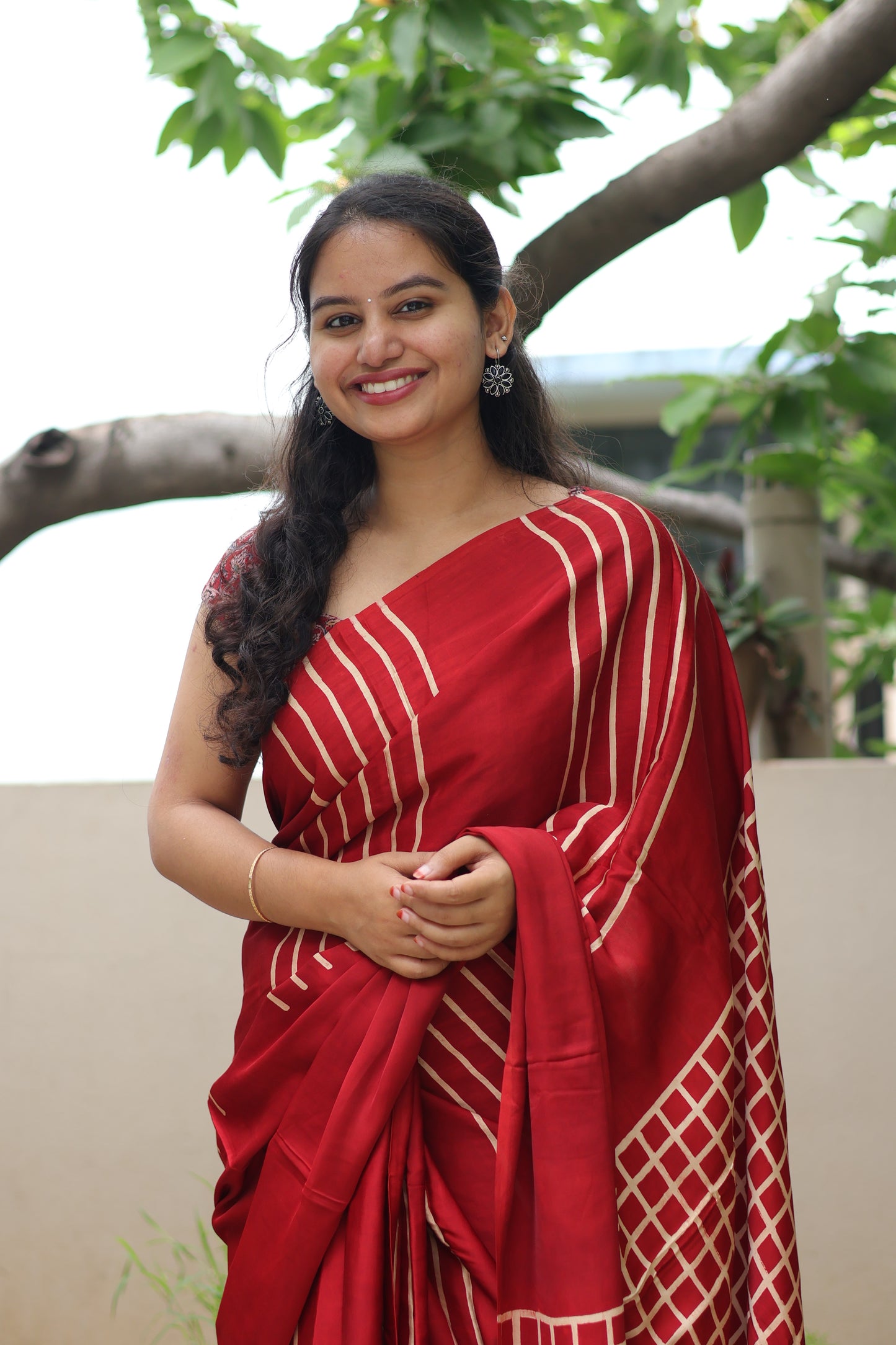 Ajrakh Modal Silk Saree