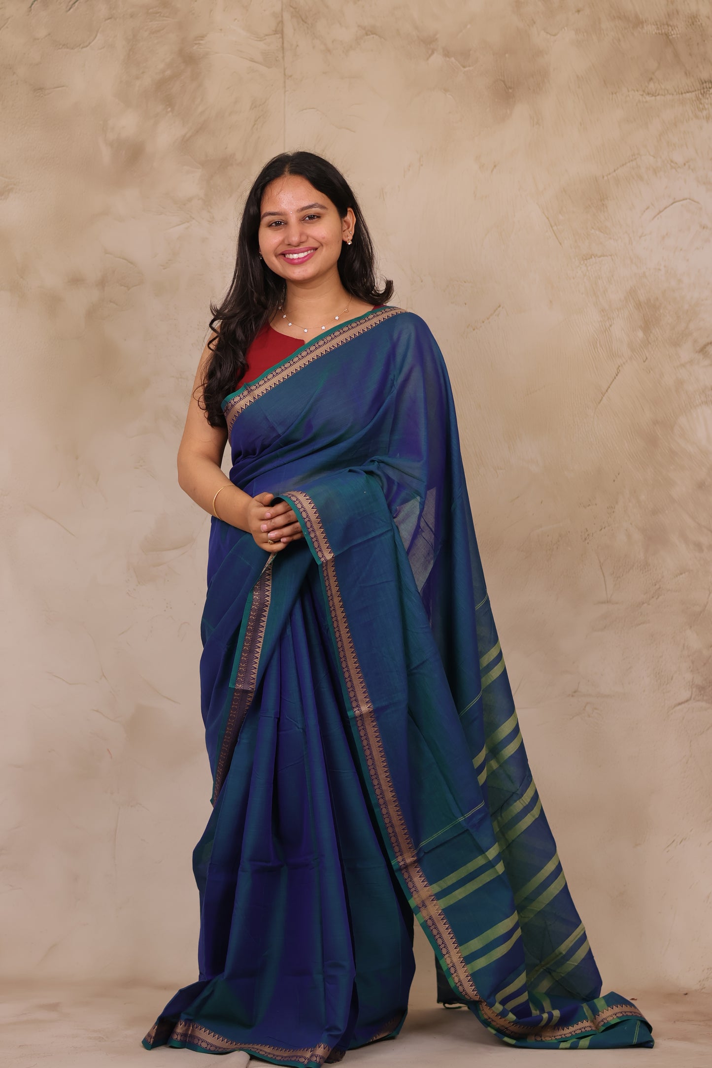 Blue Narayanpet Cotton Saree | Looms & Tassels