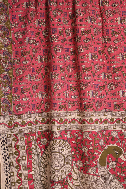 Pink Kalamkari Cotton Saree