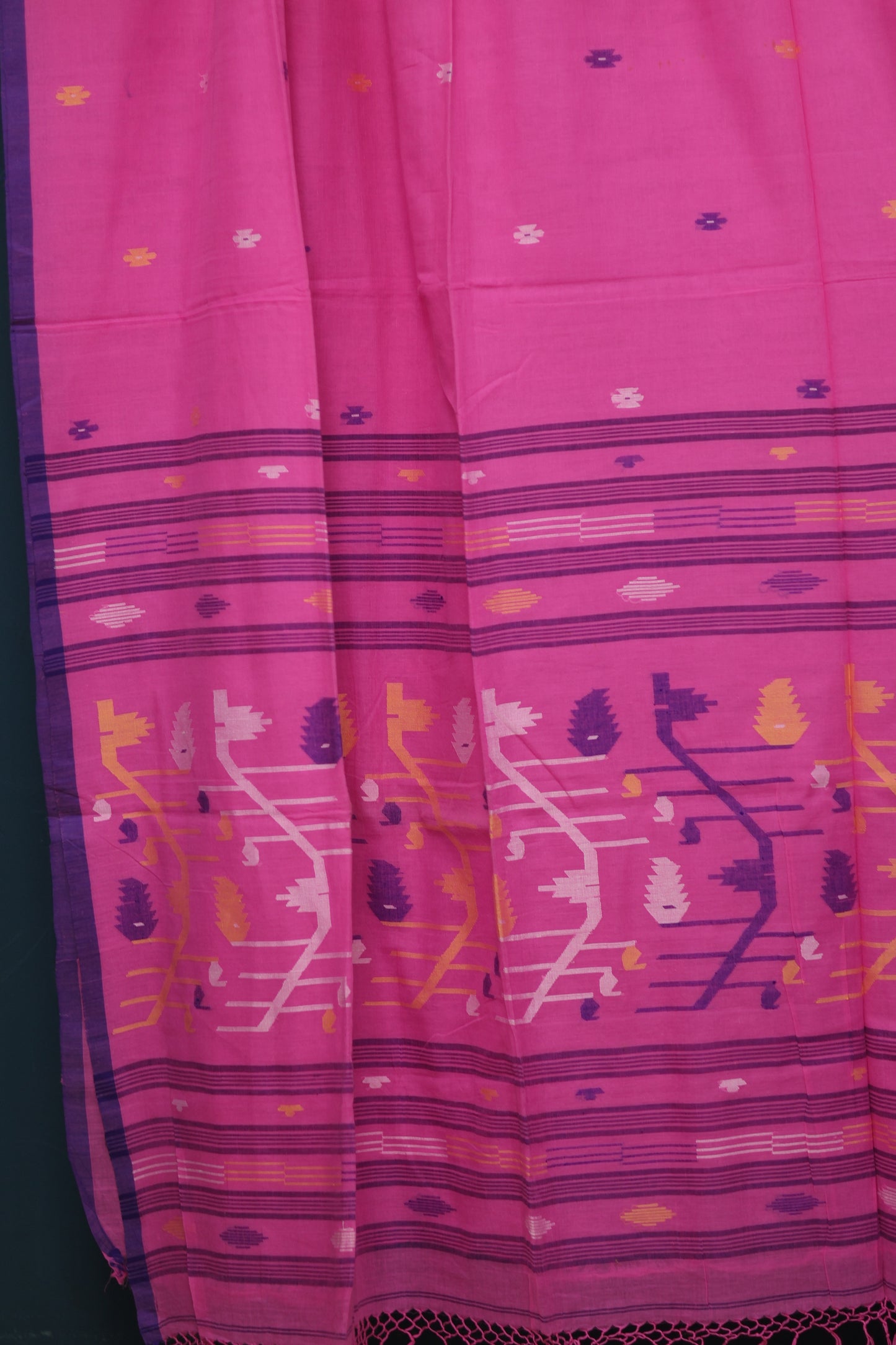 Pink Pure Handwoven Jamdhani Malai Cotton Saree