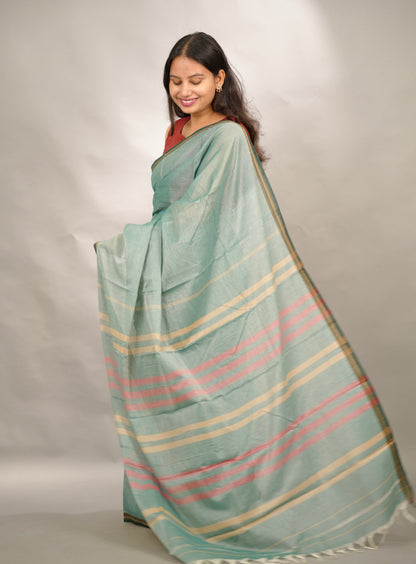 Sea green Narayanpet Cotton Saree | Looms & Tassels