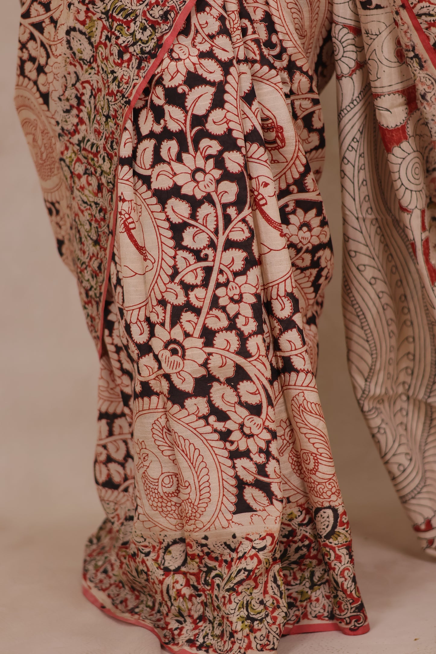 Hand Block Printed Kalamkari Chennur Silk Saree