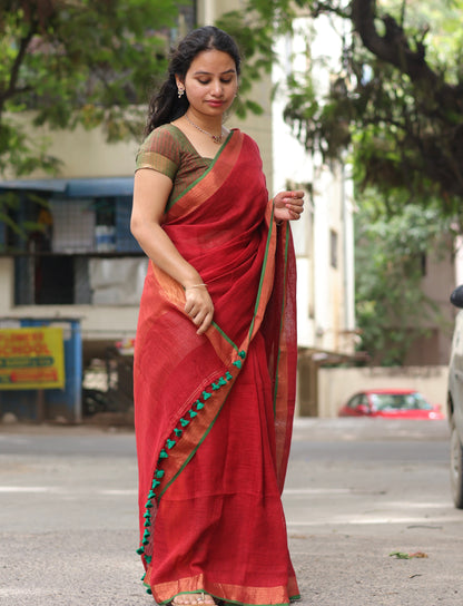 Pure Handwoven Linen Saree