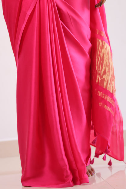 Pink Plain Modal Silk Saree