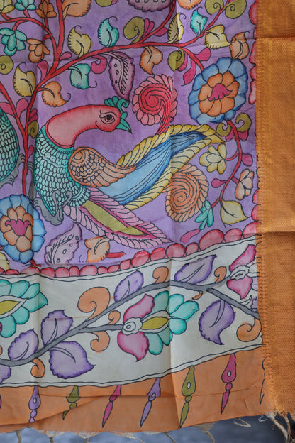 Pen Kalamkari chennur silk duppata