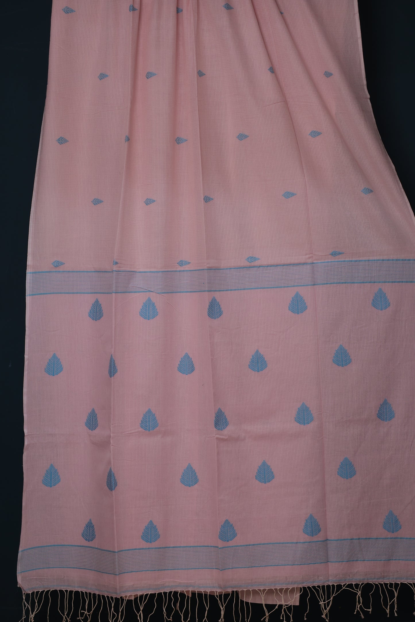 Pink Checks Pure Handwoven Jamdhani butta Malai Cotton Saree