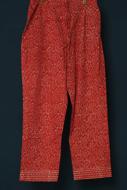 Grey Handblock printed kota 3 piece suit (stitched)