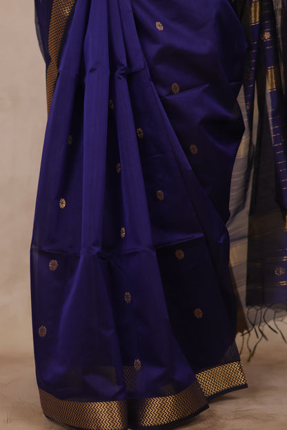 Blue Handloom Maheswari Silk Cotton Sarees | Looms & Tassels