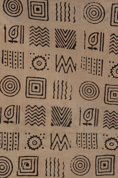 Mustard Yellow Bagru Handblock printed MulMul cotton saree | Looms & Tassels