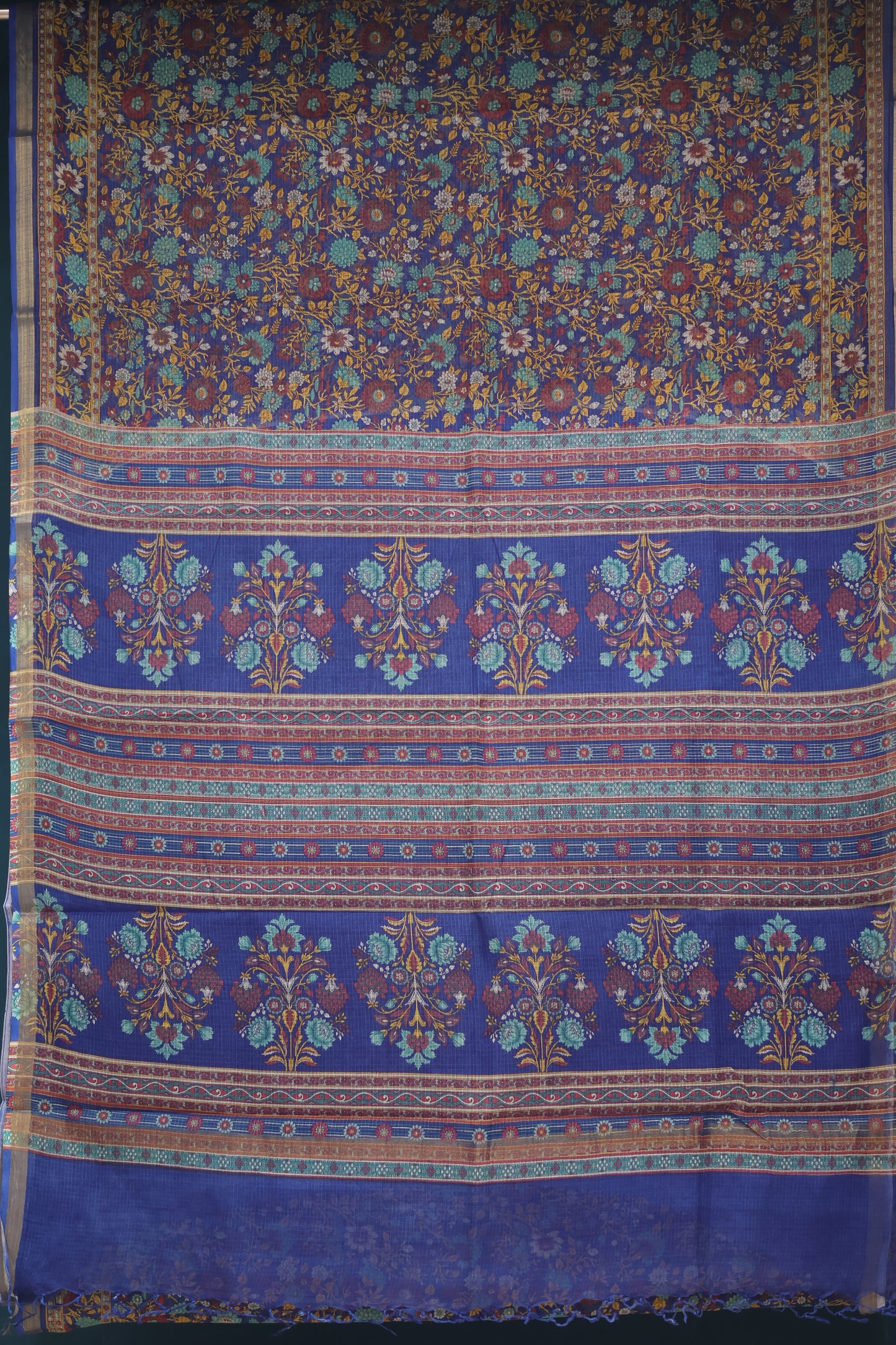 Blue Digital printed Kota Doria Saree