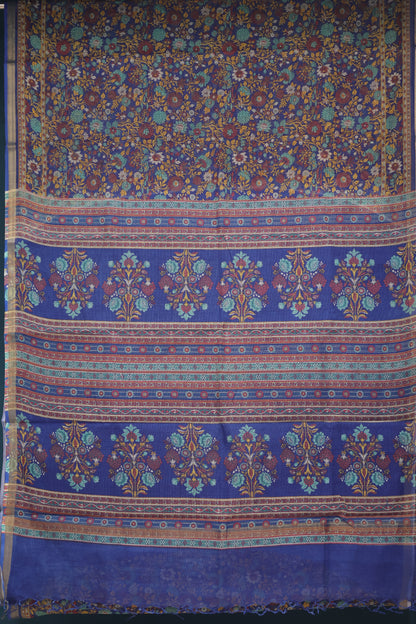 Blue Digital printed Kota Doria Saree