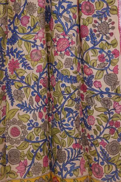 Pen Kalamkari Mangalagiri silk Duppata