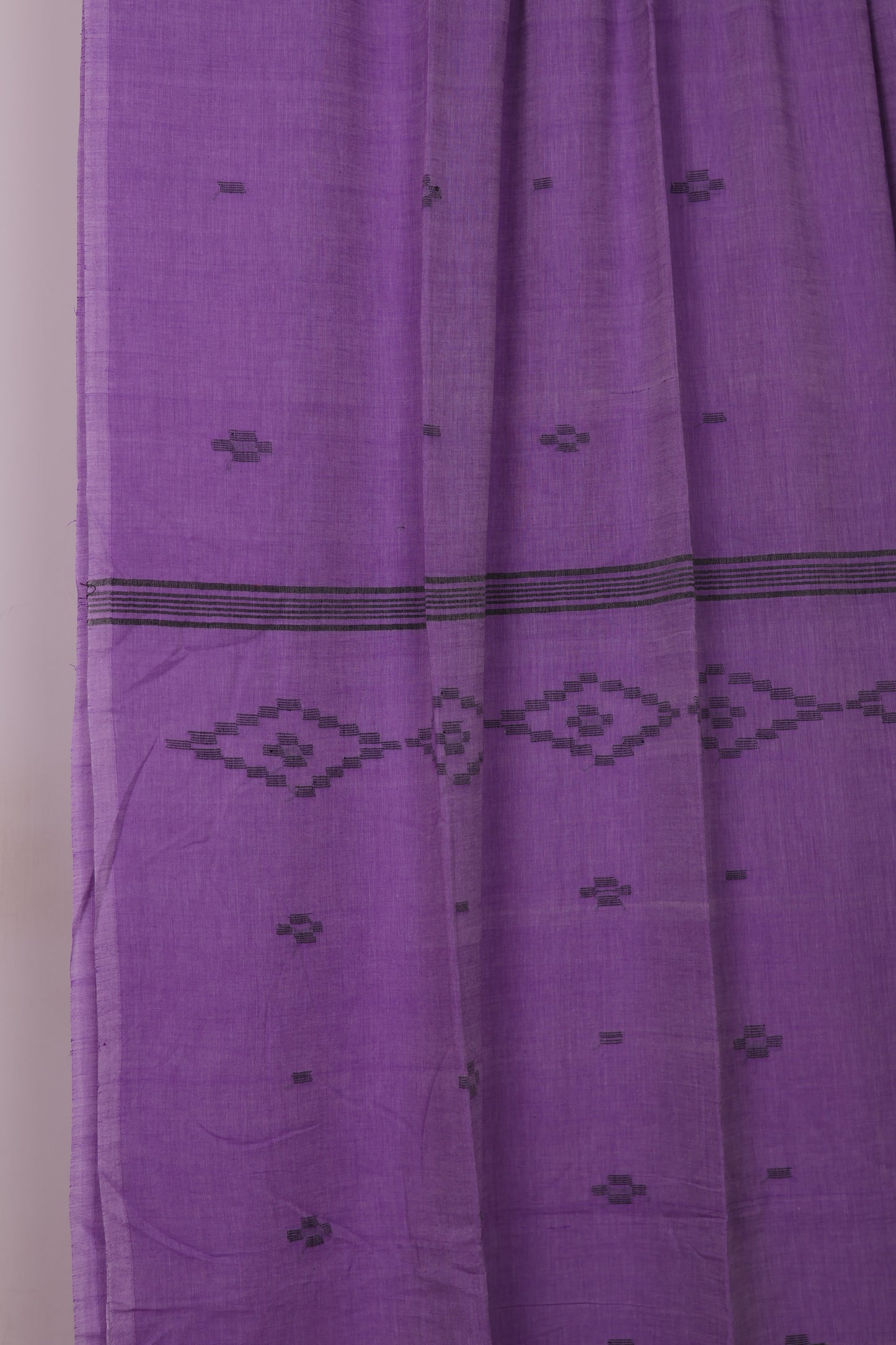 Lavender Pure Handwoven Malai Cotton Saree with Butta Weaving