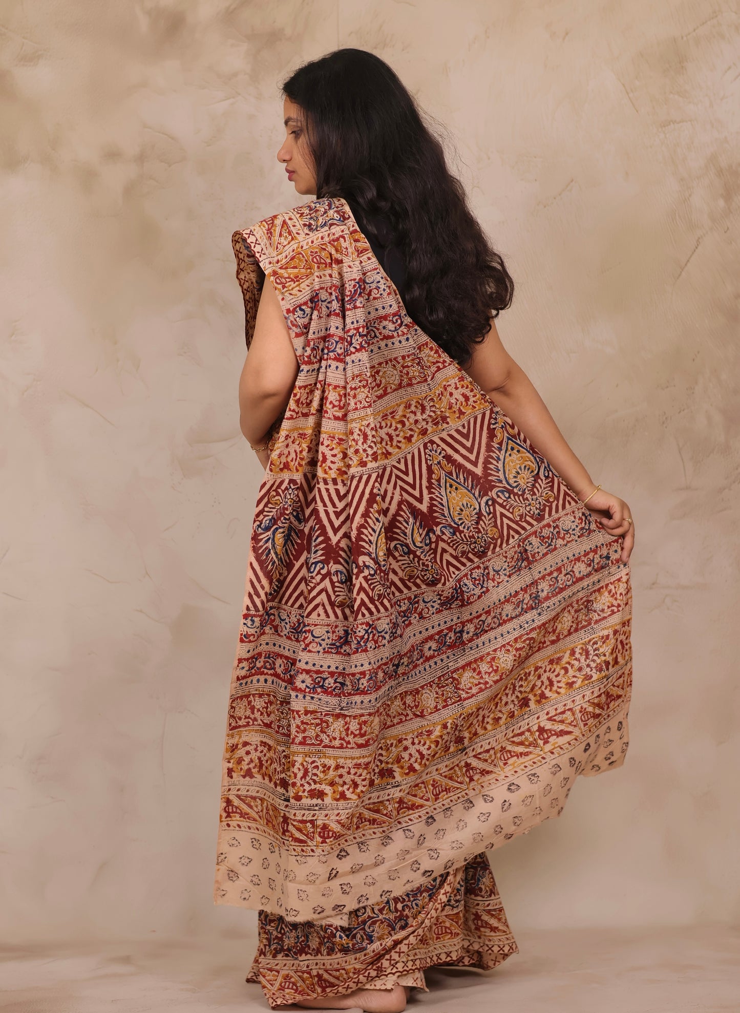 Hand Block Printed Kalamkari Cotton Saree