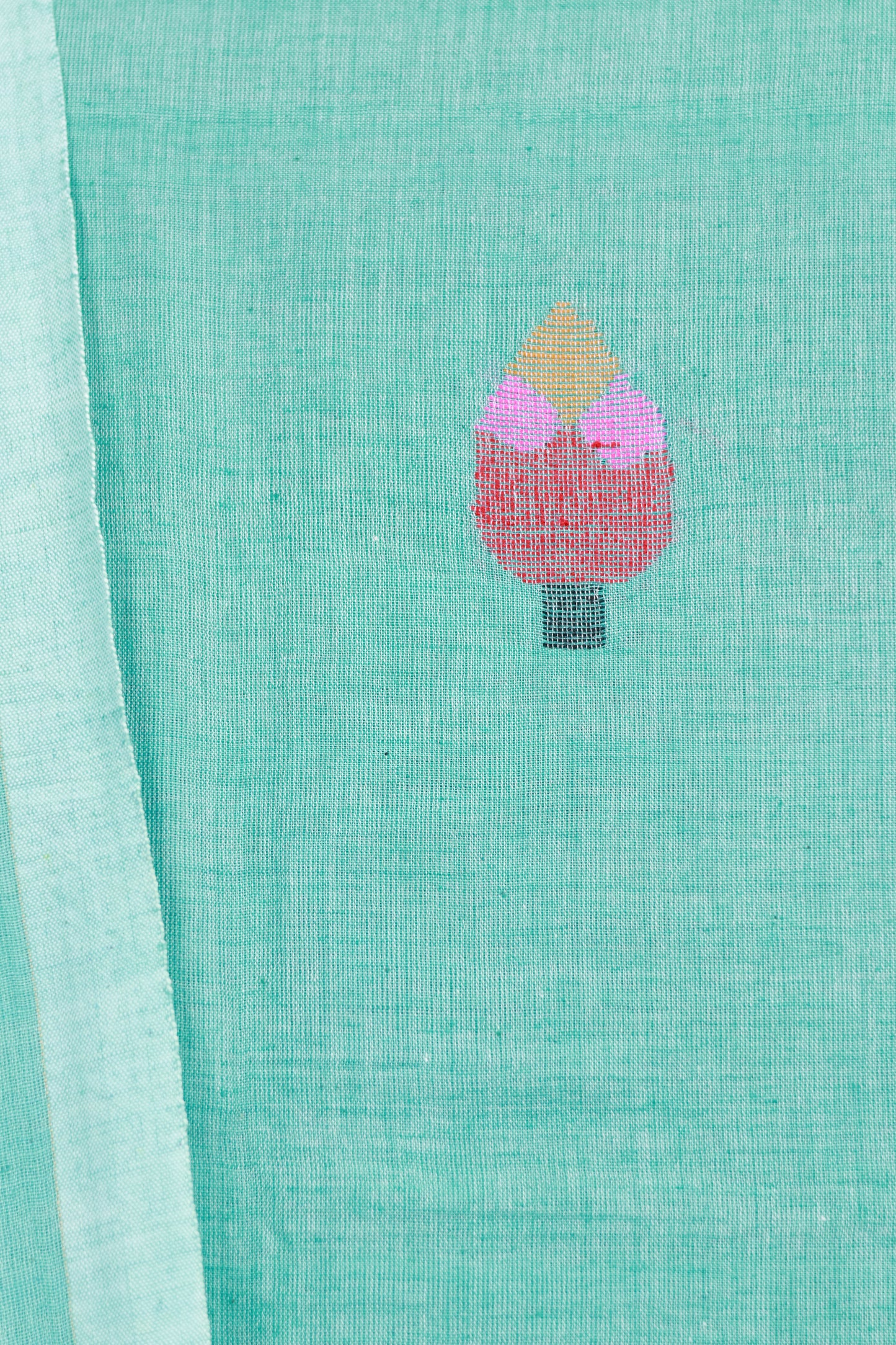 Sea Green Handwoven Jamdhani weaving pure Malai cotton 2 piece suit sets | Looms & Tassels