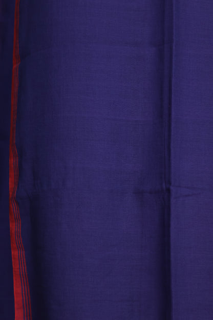 Blue Pure Handwoven Malai Cotton Saree with Butta Weaving