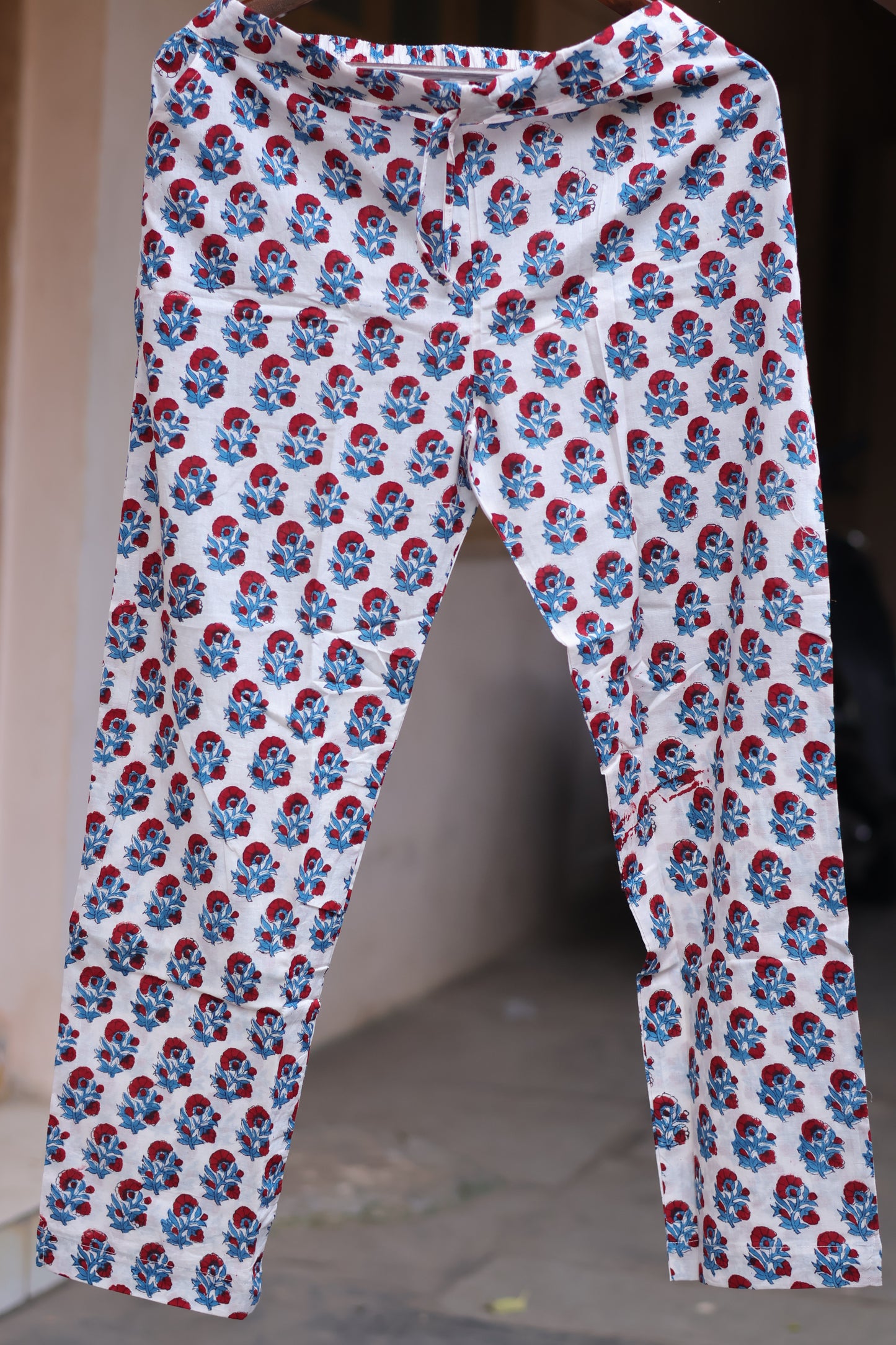 Blue Handblock printed kota 3 piece suit (stitched)
