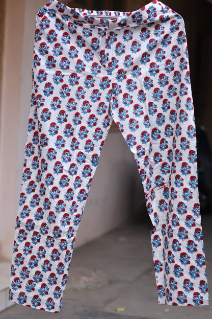 Blue Handblock printed kota 3 piece suit (stitched)
