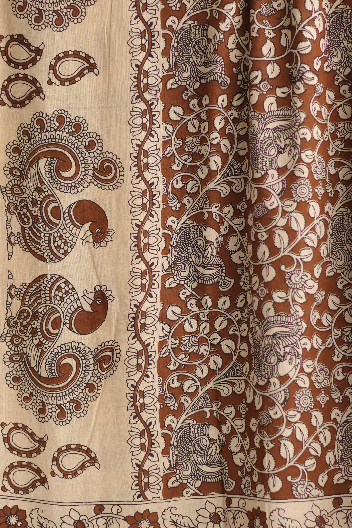 Brown Kalamkari Cotton Saree