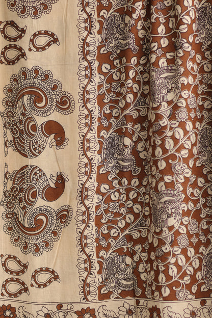 Brown Kalamkari Cotton Saree