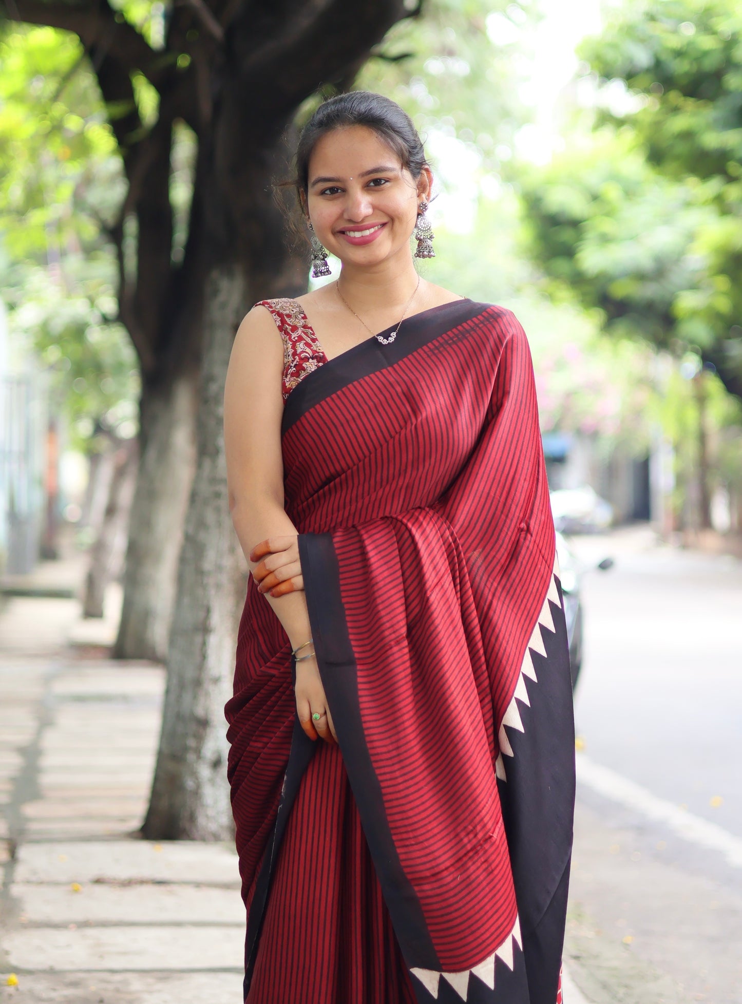 Ajrakh Modal Silk Saree