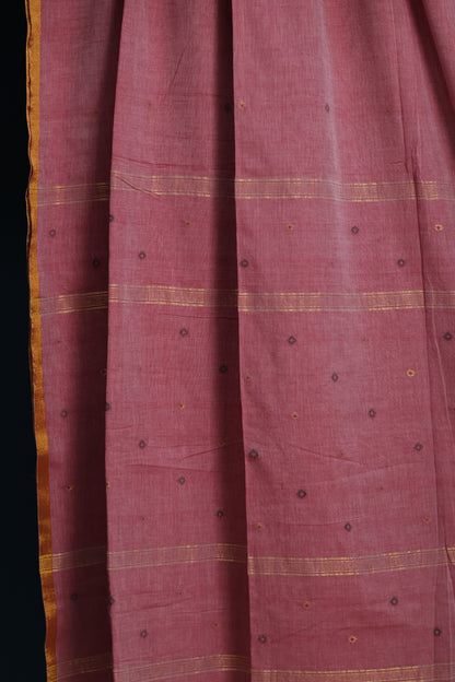 Pure Handwoven Mercerised Cotton Saree with Mina Jari Butta Weav