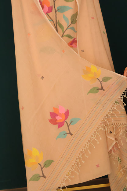 Handwoven Jamdhani pure Malai cotton 2 piece suit sets