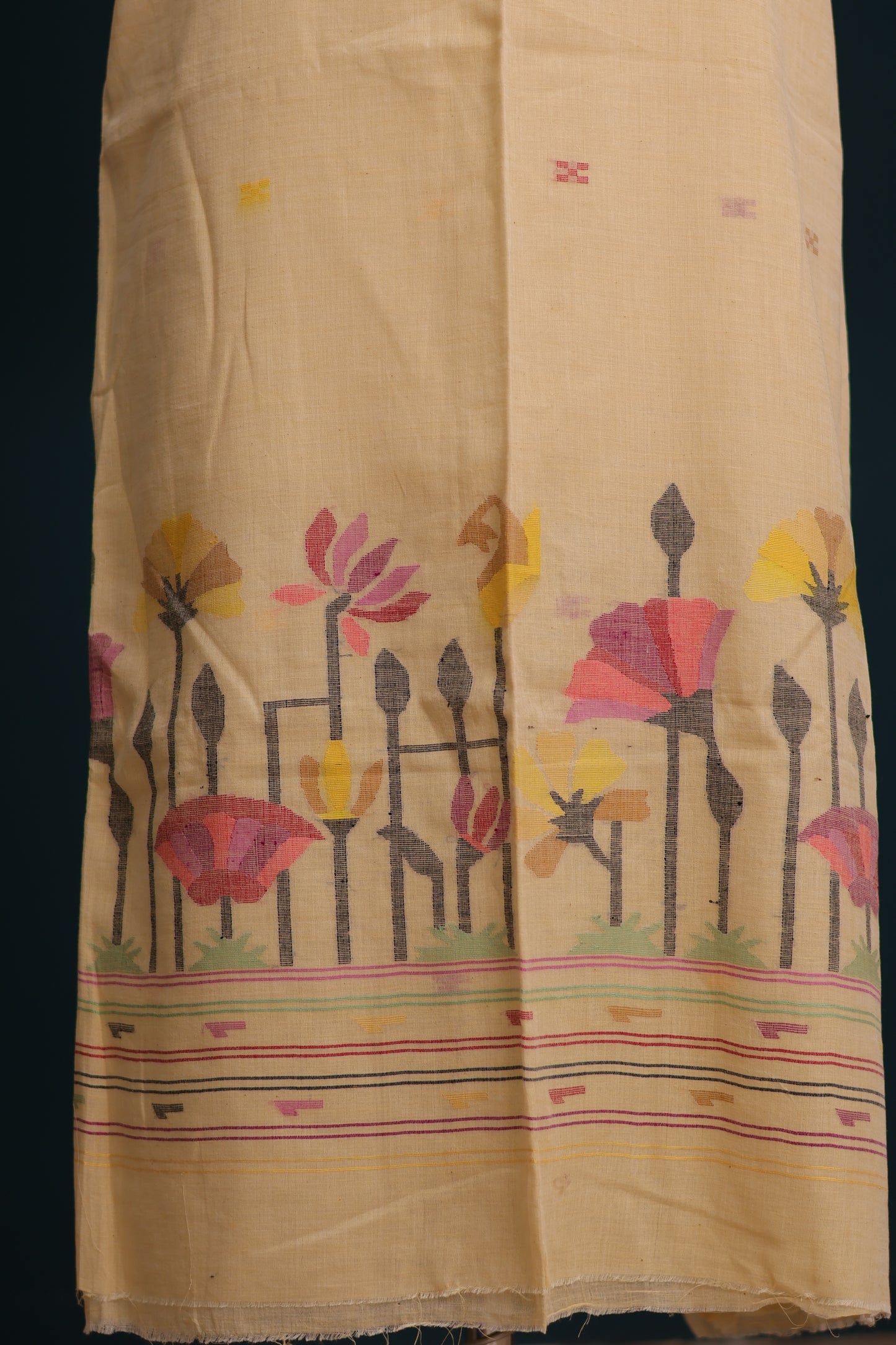 Handwoven Jamdhani pure Malai cotton 2 piece suit sets