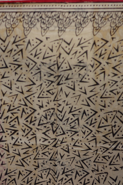 Green Bagru Handblock printed MulMul cotton saree