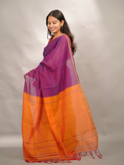 Magenta Narayanpet Cotton Saree | Looms & Tassels