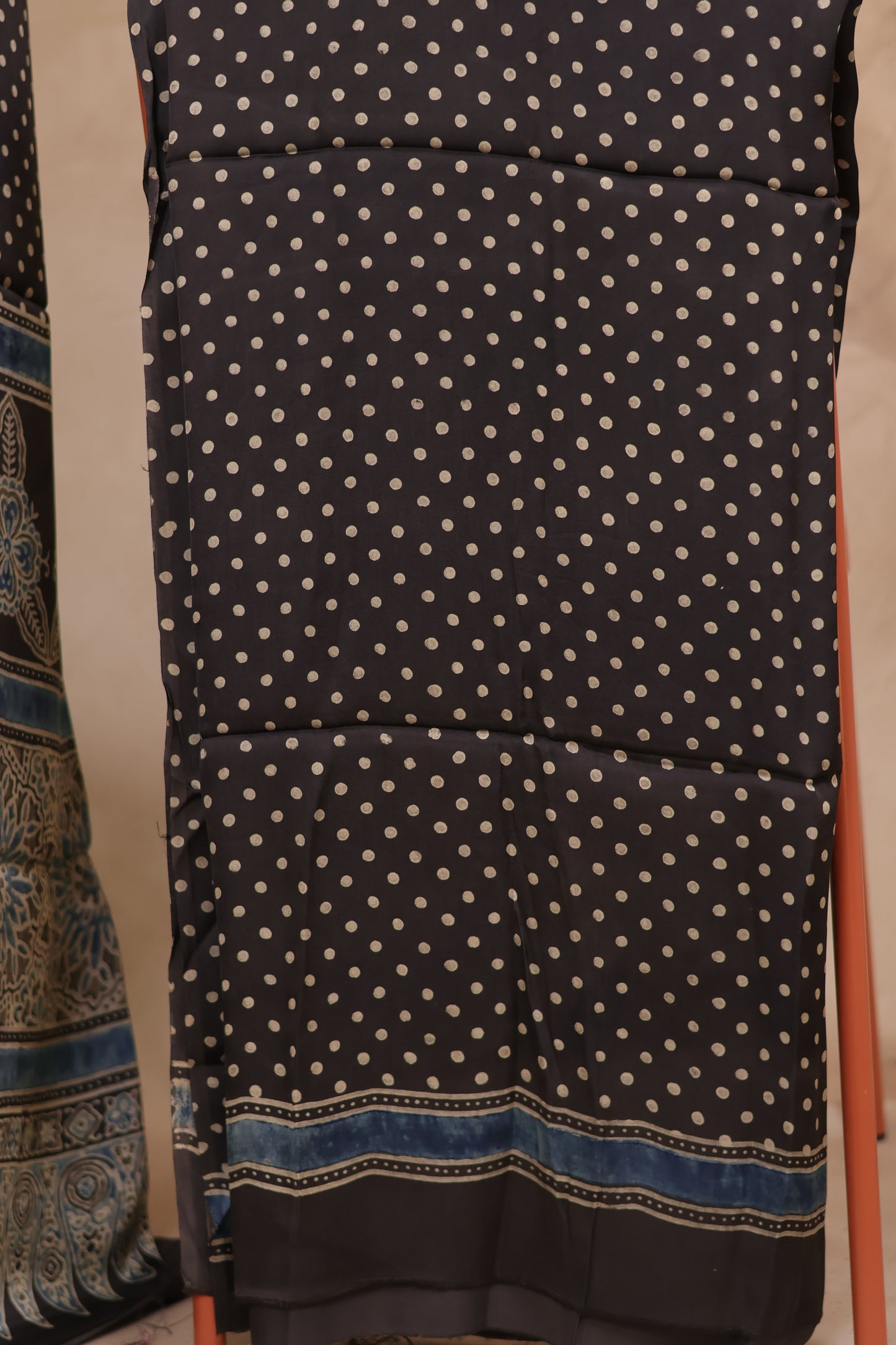Black Ajrakh Hand Block Printed Natural Dyed Modal Silk 2 Piece Suit Set | Looms & Tassels